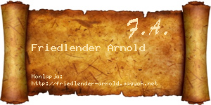 Friedlender Arnold névjegykártya